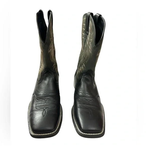 Brand New ARIAT Leather Cowboy Boots in Black Deertan Size 11